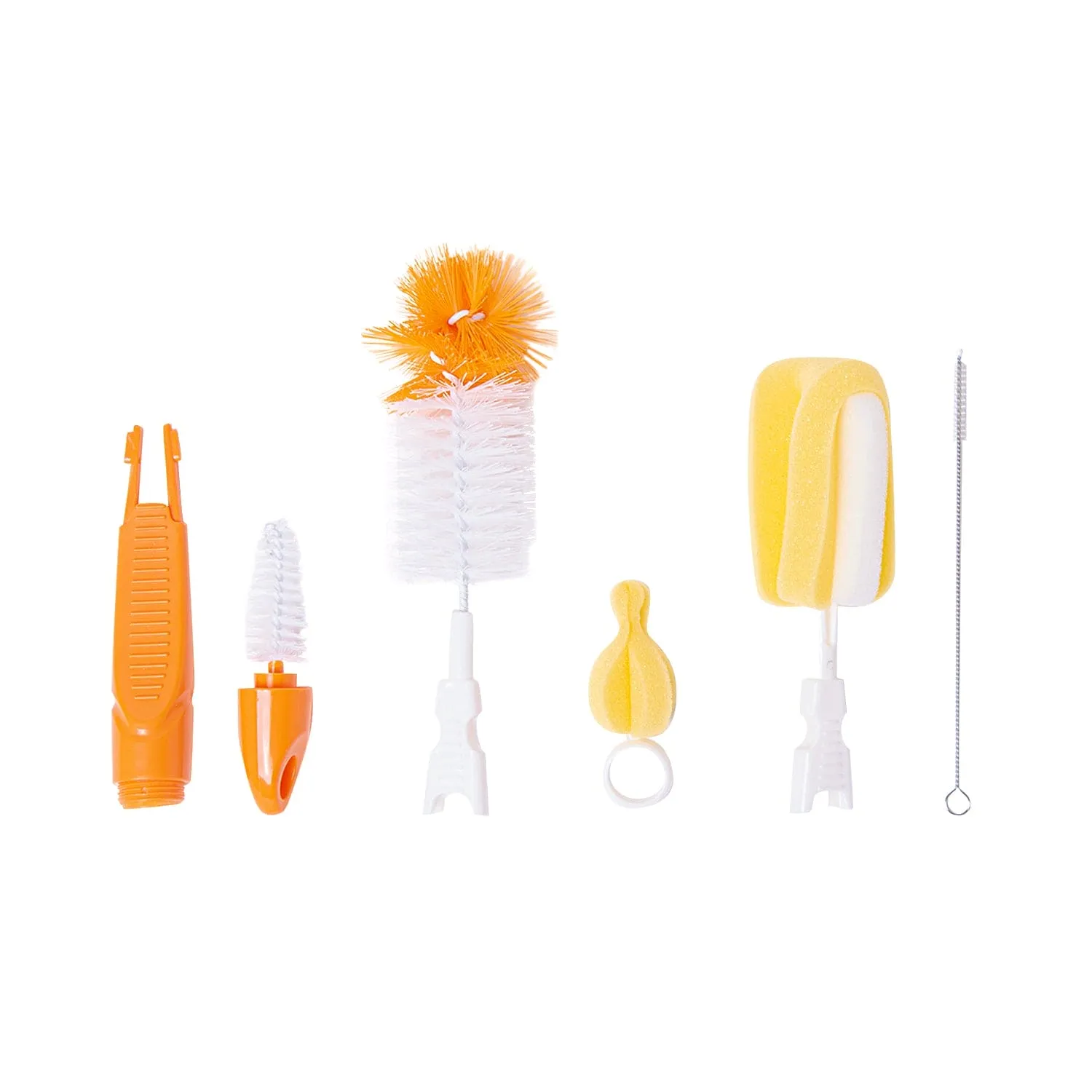 Premium Orange Set Of 5 Bottle And Nipple Cleaning Brushes