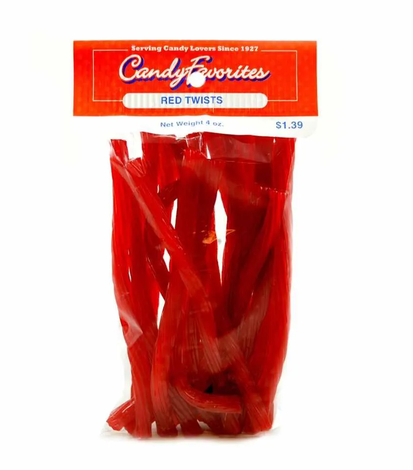 Red Licorice Twists 5 Ounce Peg Bags