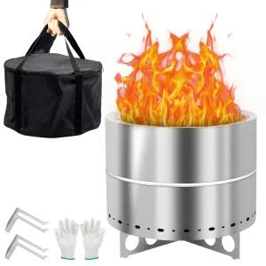 relaxed 19.3 Inch Smokeless Fire Pit for Outdoor Wood Burning, Portable Stainless Steel Camping Stove, Waterproof Storage Bag