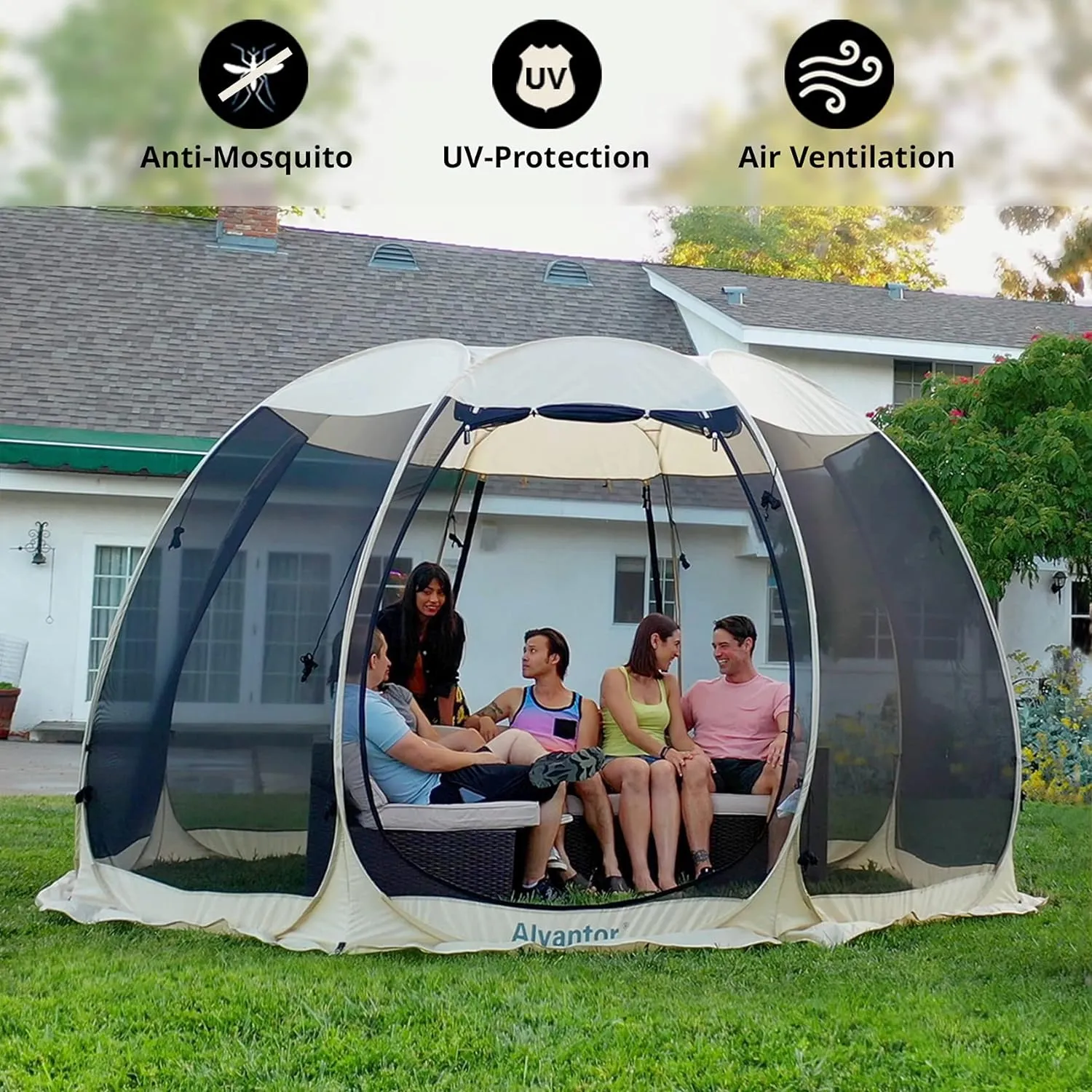 Screen House Room Camping Tent Outdoor Canopy Pop Up Sun Shade Shelter 10 Mesh Walls Not Waterproof