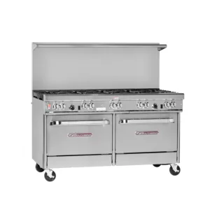 Southbend 4601DC-6L Ultimate Natural Gas Range 60”, 9 Burners, Standard Grates With Standard Oven And Cabinet Base 356000 BTU