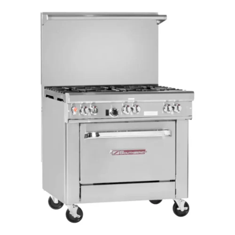 Southbend H4363D Natural Gas Ultimate 36" Hybrid Restaurant Range w/ 6 Star/Saute Burners, 243,000 BTU