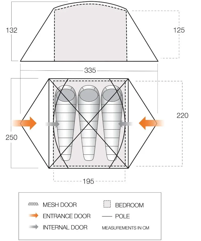 Vango Tryfan 300 - 3 Person Tent Pamir Green - DofE Recommended