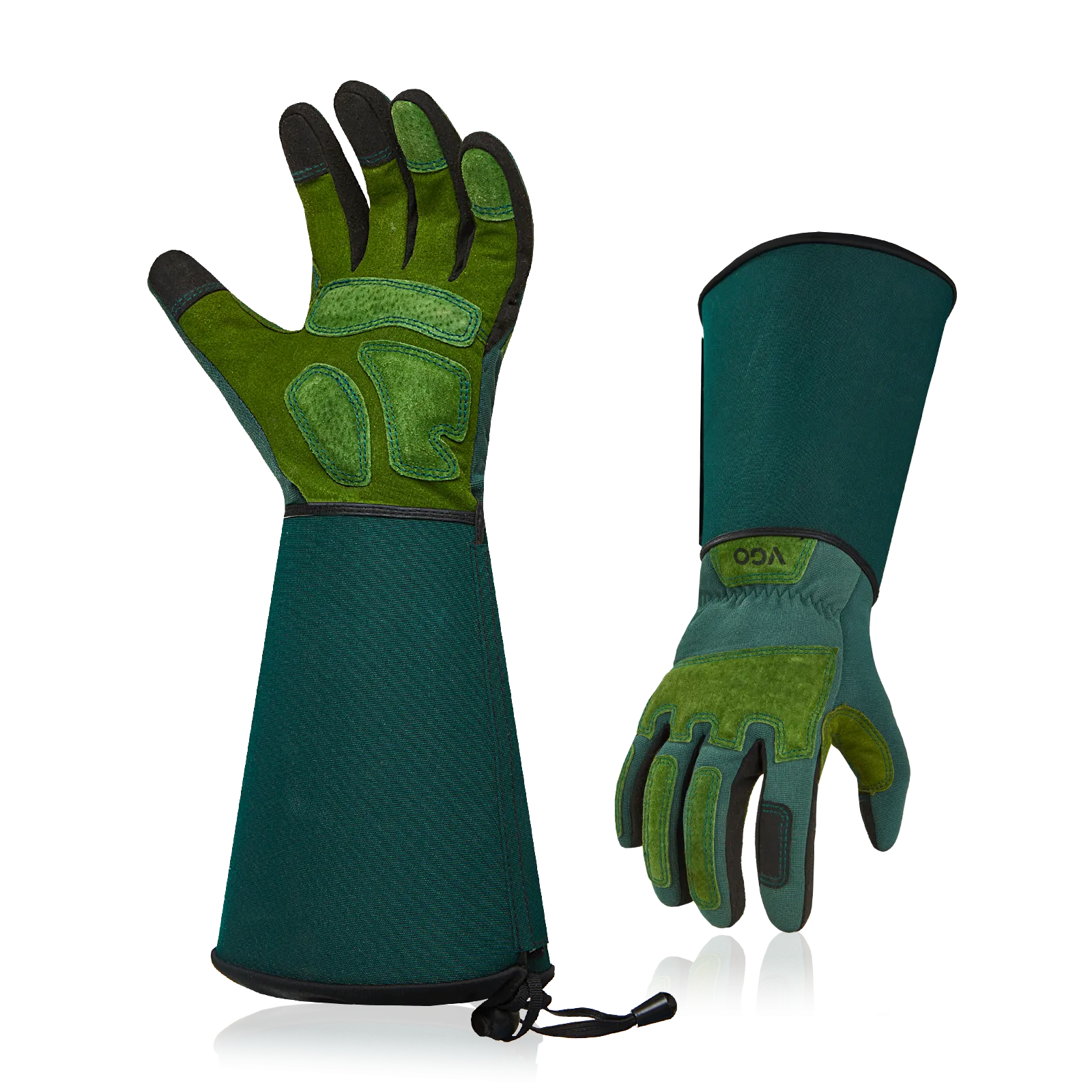 VGO 1 Pair Gardening Gloves Unses,Safety Work Gloves,Long Sleeves Gauntlet,Puncture-proof,Thorn Proof,Touchscreen(Green,SL7477)