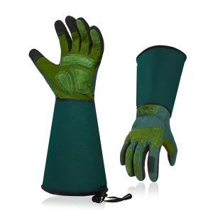 VGO 1 Pair Gardening Gloves Unses,Safety Work Gloves,Long Sleeves Gauntlet,Puncture-proof,Thorn Proof,Touchscreen(Green,SL7477)