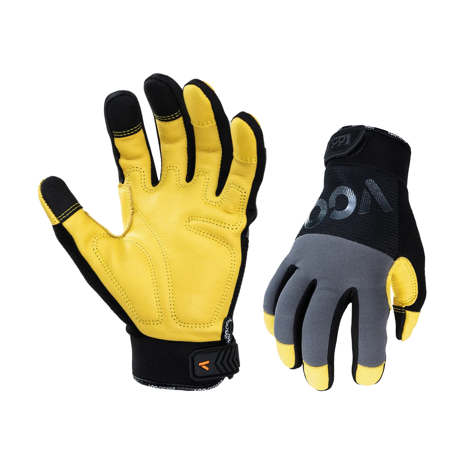 VGO 1 Pair Safety Work Gloves,Mechanics Gloves,Impact Gloves,Anti-Vibration Gloves,Rigger Gloves(Grey,CA7723)