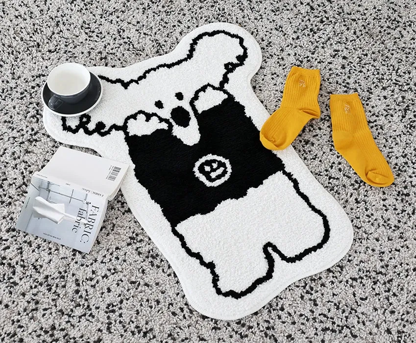 White Cute Animal Characters Floor Mats Rugs Bathroom Home Bed Door Foot Pads Anti-slip