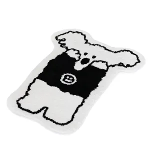 White Cute Animal Characters Floor Mats Rugs Bathroom Home Bed Door Foot Pads Anti-slip