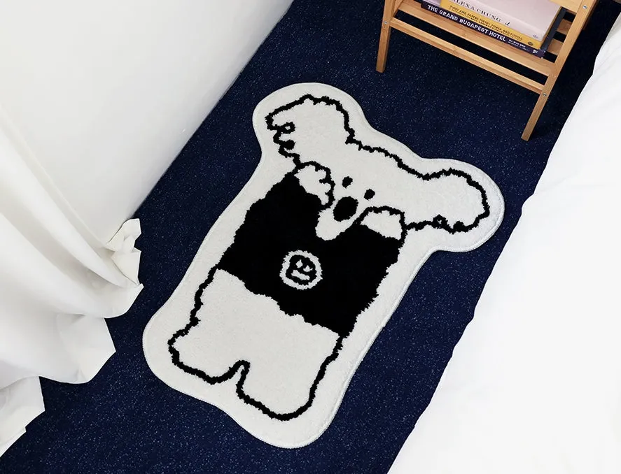 White Cute Animal Characters Floor Mats Rugs Bathroom Home Bed Door Foot Pads Anti-slip