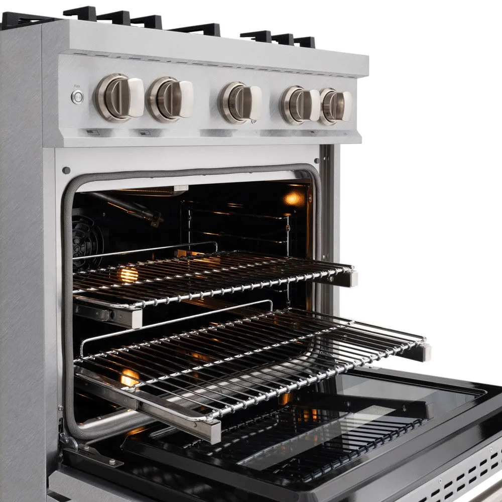 ZLINE 30 in. 4.2 cu. ft. Select Gas Range with Convection Gas Oven in DuraSnow® Stainless Steel with 4 Brass Burners (HGRS-BR-30)