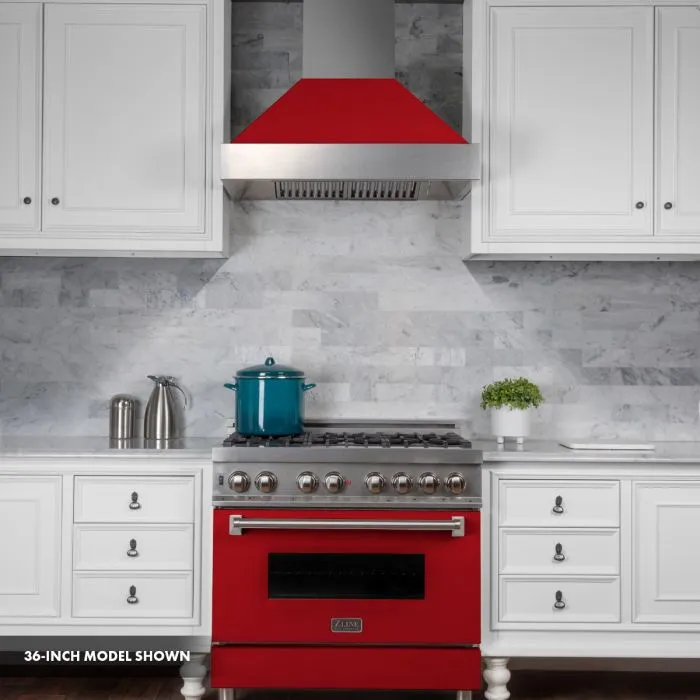 ZLINE 30 IN. Professional Dual Fuel Range in Snow Stainless with Red Matte Door (RAS-RM-30)