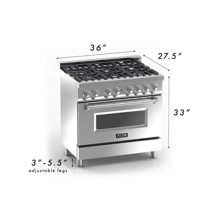 ZLine 36 in. Professional Dual Fuel Range with White Matte Door (RA-WM-36)